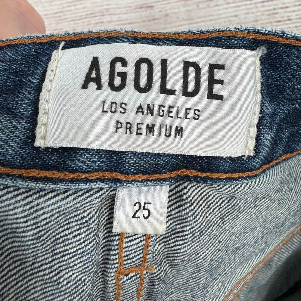 Agolde Button Fly But Off Jean Shorts Womens 25 Blue Medium Wash Denim - Picture 5 of 9